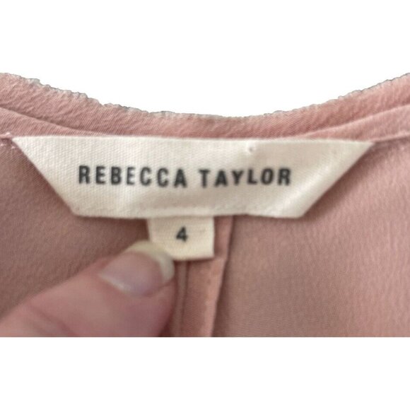Rebecca Taylor Embellished 100% Silk Tank Woodrose 4 Light Pink $275 Beaded Chic - Picture 7 of 10